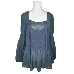 American Eagle women's gray long sleeve polyester blouse size small